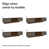 Rack Flotante para TV hasta 80 Pulgadas 218 cm 2 Puertas Marrón/Gris Vik Madesa