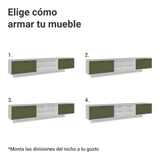 Rack Flotante para TV hasta 80 Pulgadas 218 cm 2 Puertas Blanco/Verde Vik Madesa