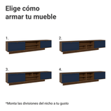 Rack Flotante para TV hasta 80 Pulgadas 218 cm 2 Puertas Marrón/Azul Vik Madesa