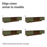 Rack Flotante para TV hasta 80 Pulgadas 218 cm 2 Puertas Marrón/Verde Vik Madesa