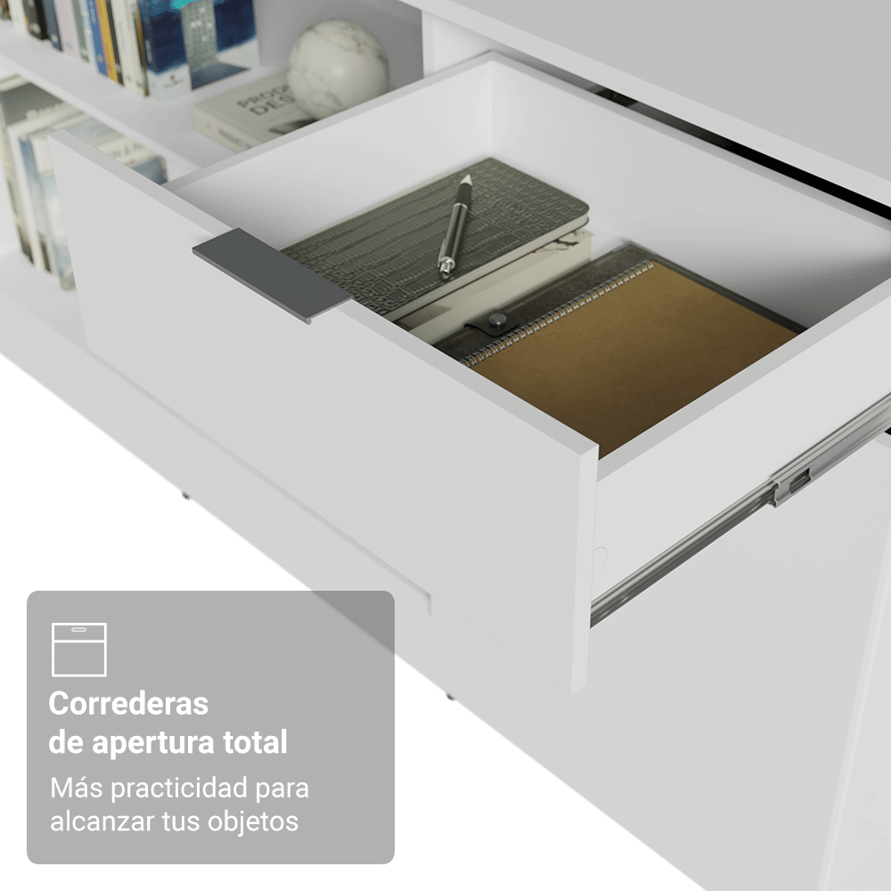 Escritorio Esquinero 300 cm Blanco Roma Madesa