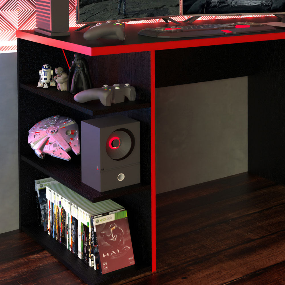 Escritorio Gamer Para PC y Consola Negro/Rojo
