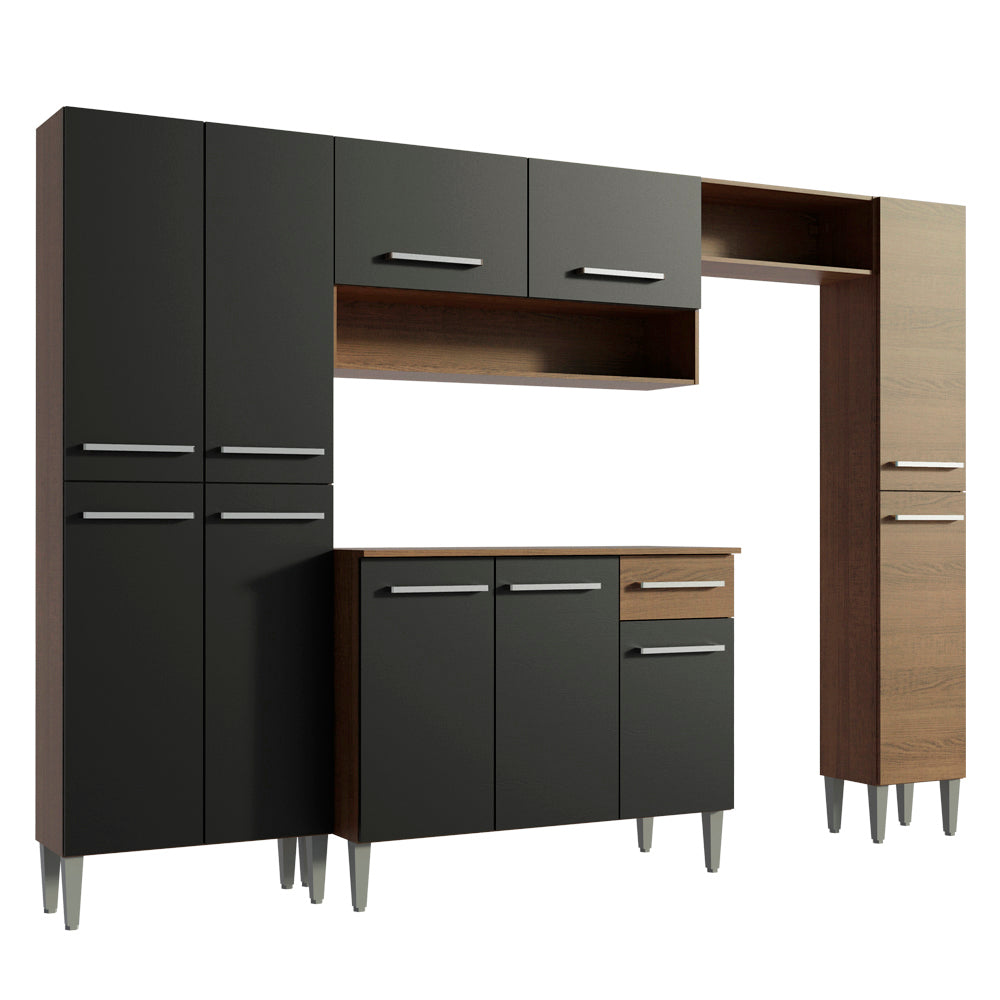 Combo completo de Cocina 261cm Emilly Hit Marrón/Negro