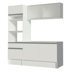 Cocina Compacta 180 cm 5 Puertas y 2 Cajónes Blanco Topazio Madesa