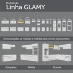 Bajo Mesada 120 x 60 cm 2 Puertas 3 Cajones (Con Mesada) e Blanco Glamy Madesa