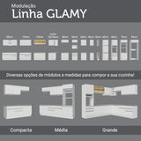 Bajo Mesada Cocina 120 x 60 cm 2 Puertas e 3 Cajones (Con Mesada) Blanco Glamy Madesa