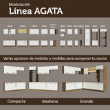Bajo Mesada Cocina 120 cm x 60 cm, 3 Cajones 2 Puertas Agata Marrón/Blanco