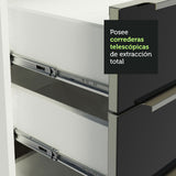 Bajo Mesada para Bacha 120 cm 2 Puertas 3 Cajones (Con Mesada) Lux Blanco/Negro
