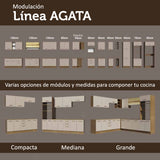 Bajo Mesada Cocina 120 cm x 60 cm, 3 Cajones 2 Puertas Agata Marrón/Crema