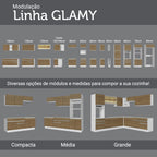 Bajo Mesada 120 x 60 cm 2 Puertas 3 Cajones (Con Mesada) e Blanco/Marrón Glamy Madesa