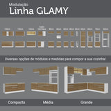 Bajo Mesada Cocina 120 x 60 cm 2 Puertas e 3 Cajones (Con Mesada) Blanco/Marrón Glamy Madesa