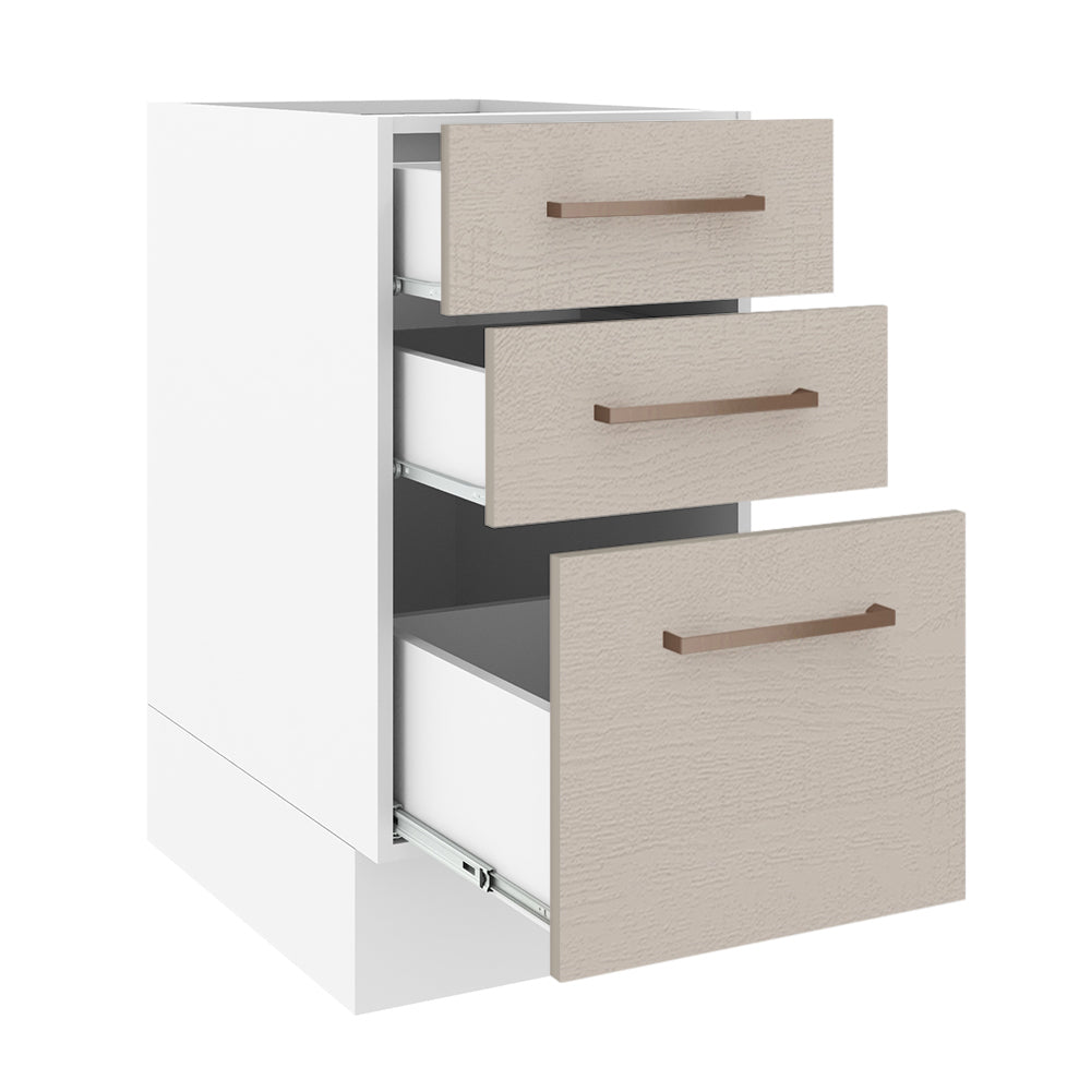Bajo Mesada 40 x 60 cm, 3 Cajones (Sin Mesada) Agata Blanco/Crema