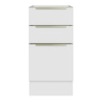 Bajo Mesada 40 x 60 cm 3 Cajones (Sin Mesada) Blanco/Blanco Aterciopelado Lux Madesa
