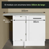 Bajo Mesada Esquinera 102cm x 64 cm (Con Mesada) Agata Blanco