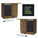 Bajo Mesada Esquinero 102 cm x 64 cm  (Con Mesada) Glamy Marrón/Negro