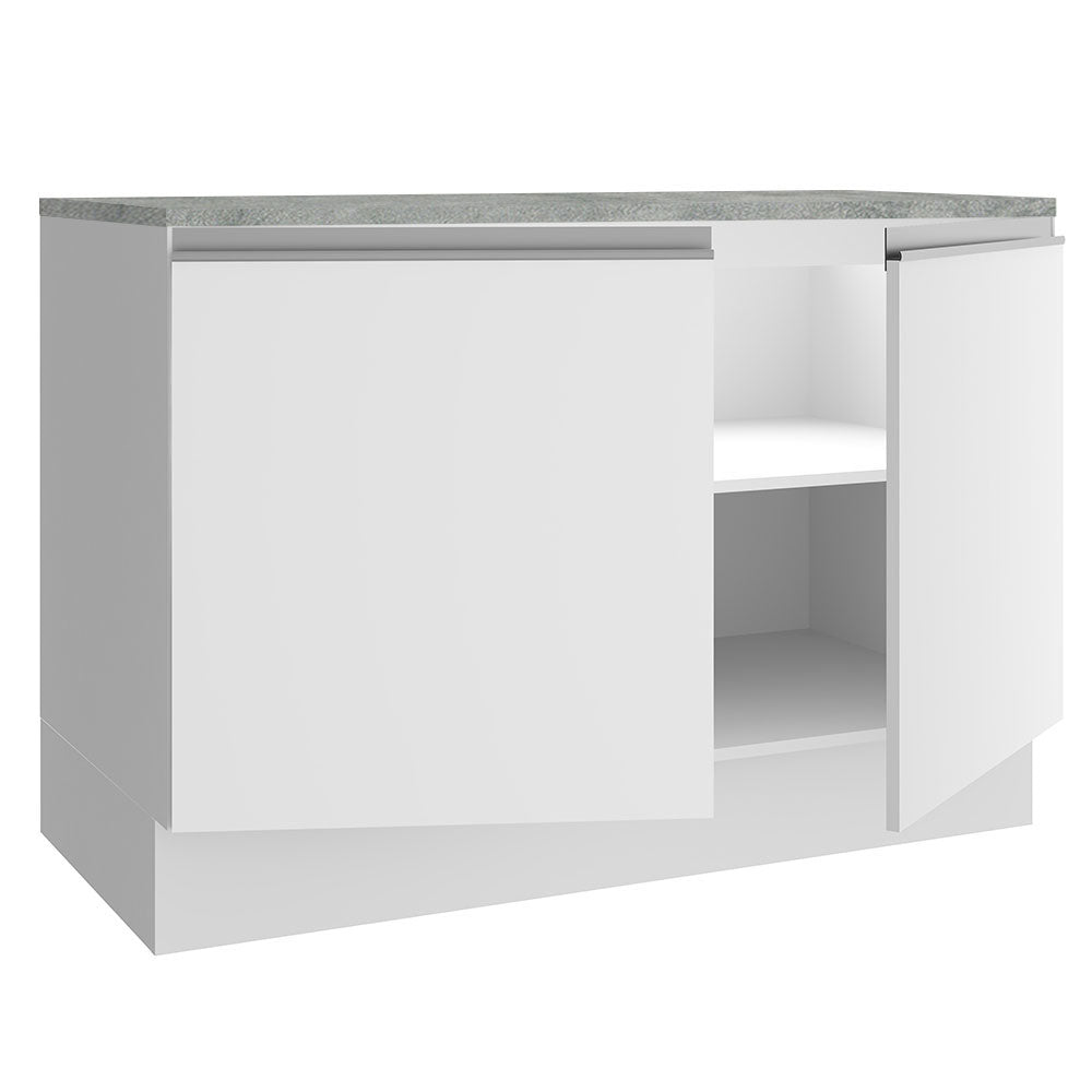 Bajo Mesada Cocina 120 cm 2 Puertas (Con Mesada) Blanco Glamy Madesa