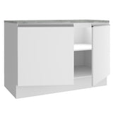 Bajo Mesada Cocina 120 cm 2 Puertas (Con Mesada) Blanco Glamy Madesa