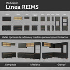 Bajo Mesada 120 cm 2 Puertas con Patas Negro Reims Madesa