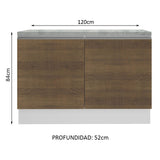 Bajo Mesada para Bacha 120 cm 2 Puertas (con Tapa) Glamy Blanco/Marrón