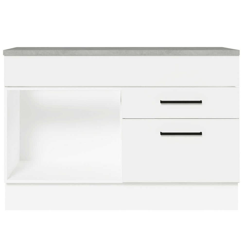 Bajo Mesada Cocina 120 cm 1 Puerta y 2 Cajones (Con Mesada) Blanco Agata Madesa