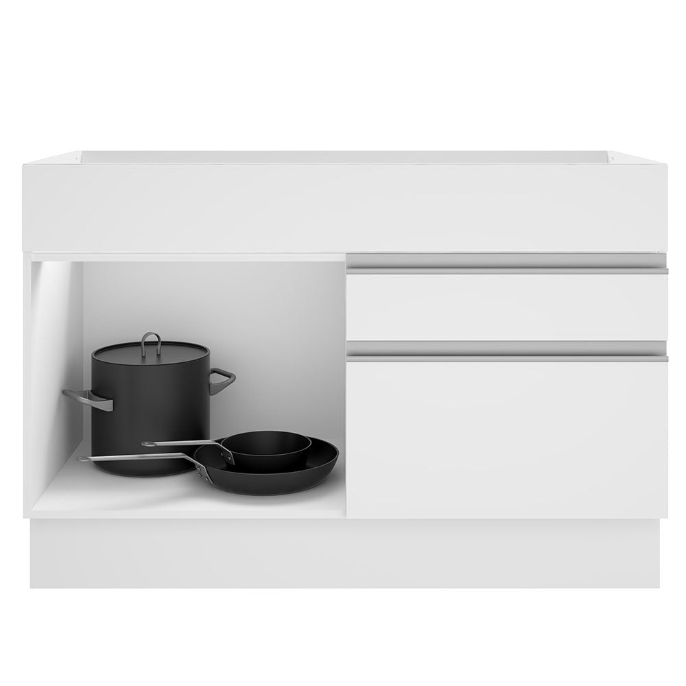 Bajo Mesada para Bacha 120 cm 1 Puerta y 2 Cajones (Sin Mesada y Bacha) Blanco Glamy Madesa