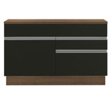 Bajo Mesada de Bacha de acero inoxidable 120cm 1 Puerta 2 Cajones Marrón/Negro (Con Tapa) Glamy