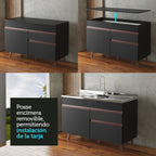 Bajo Mesada 120 cm 2 Puertas 1 Cajón con Patas Negro Reims Madesa