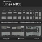 Bajo Mesada 120 cm 3 Puertas 1 Cajón con Patas Gris Nice Madesa