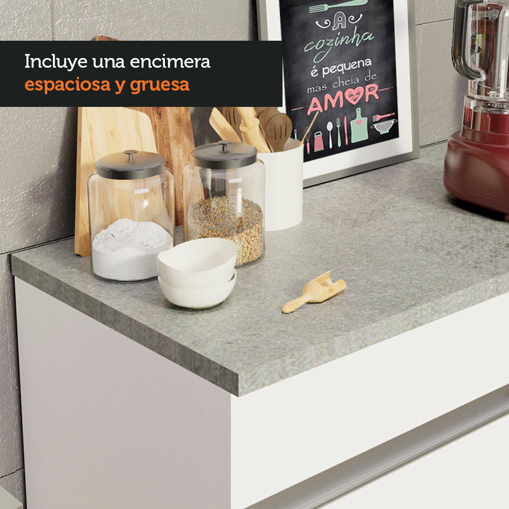Bajo Mesada 2 Puertas 2 Cajones 150cm (Con Tapa) Blanco Glamy