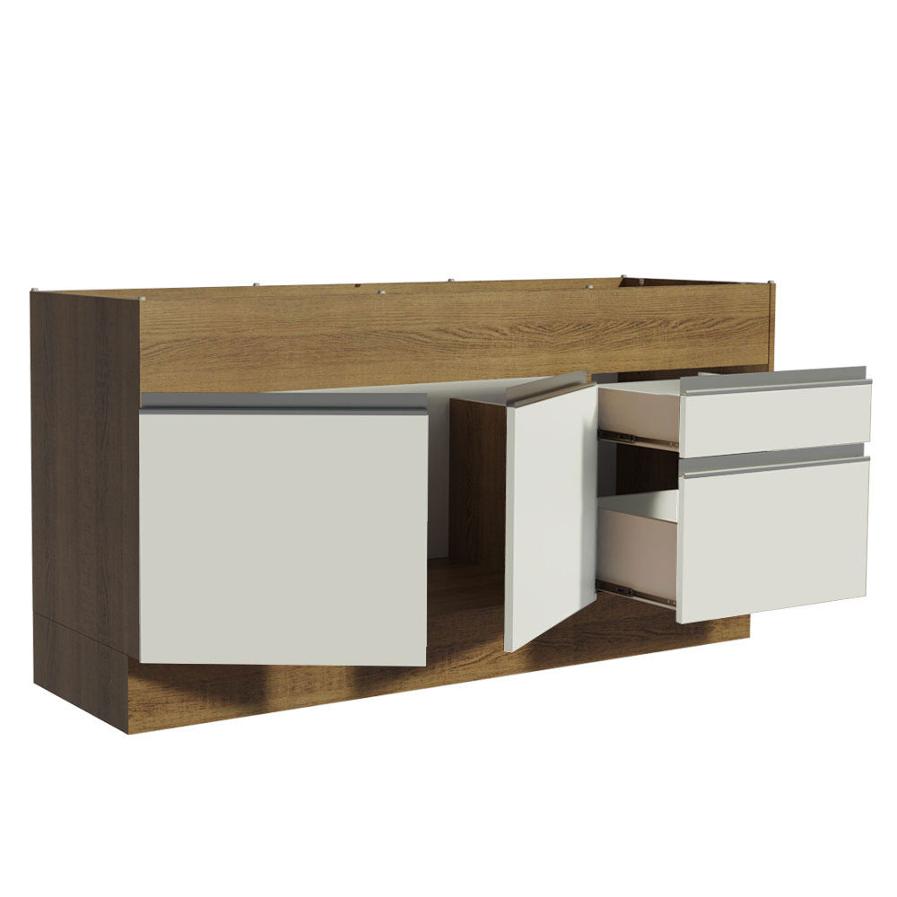 Bajo Mesada para Bacha 150 cm 2 Puertas y 2 Cajones (Sin Tapa Ni Bacha) Glamy Marrón/Blanco