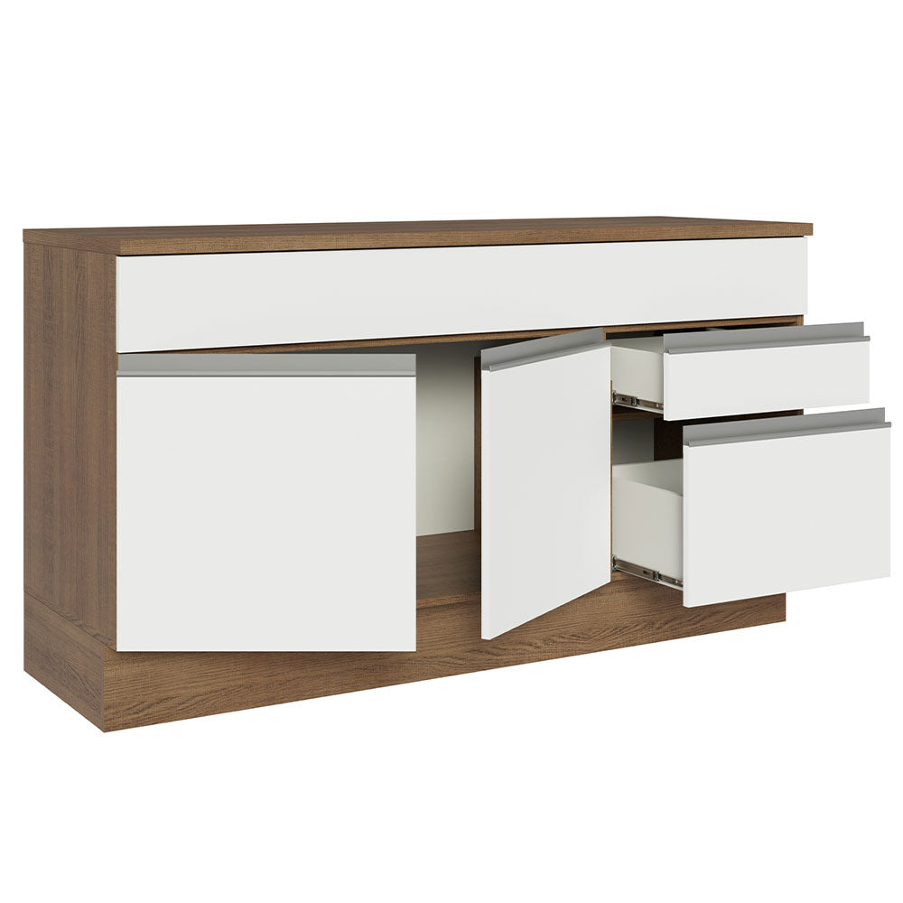 Bajo Mesada 150cm 2 Cajones Marrón/Blanco Glamy (Con Tapa)