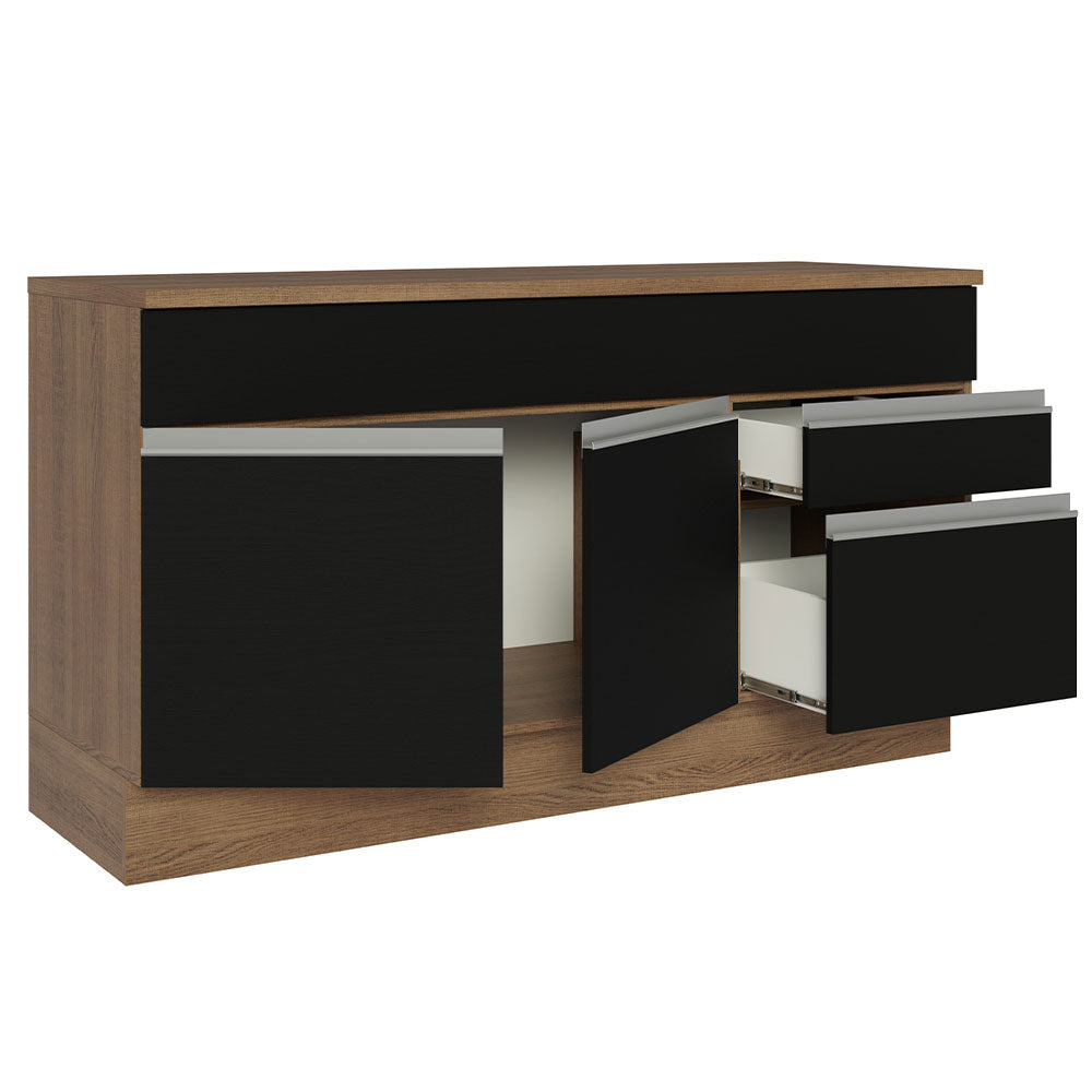 Bajo Mesada Cocina Madesa Glamy 150cm con Tapa Marrón/Negro