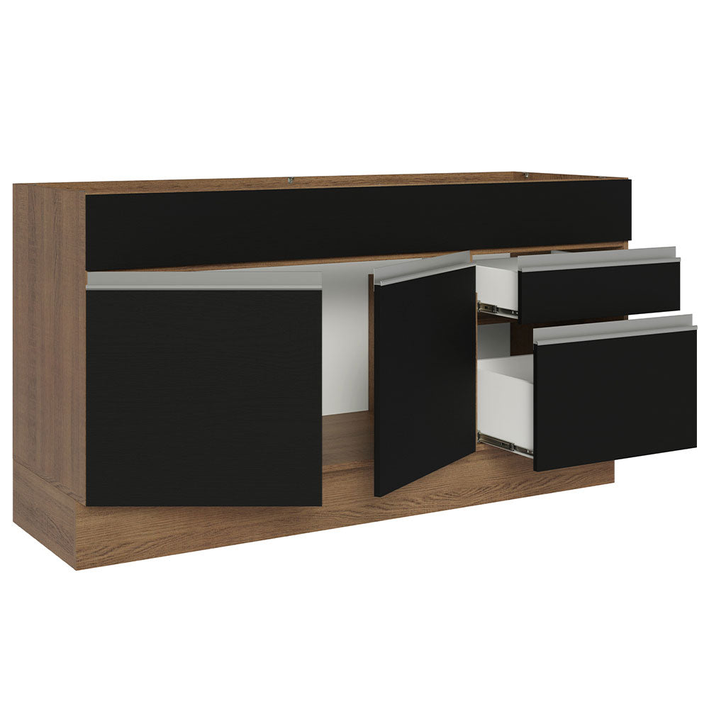 Bajo Mesada Cocina Madesa Glamy 150cm 2 Puertas sin Tapa Marrón/Negro