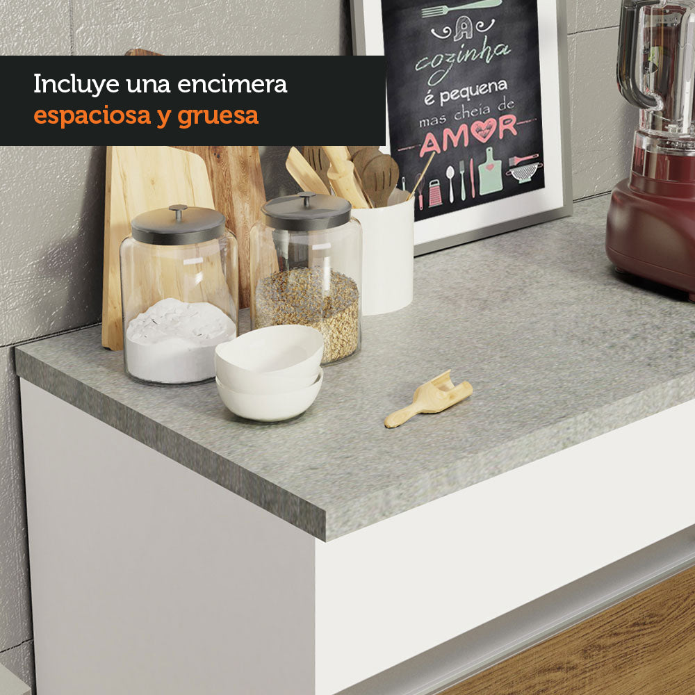 Bajo Mesada para Bacha 2 Puertas 2 Cajones 150cm (Con Tapa) Blanco/Marrón Glamy