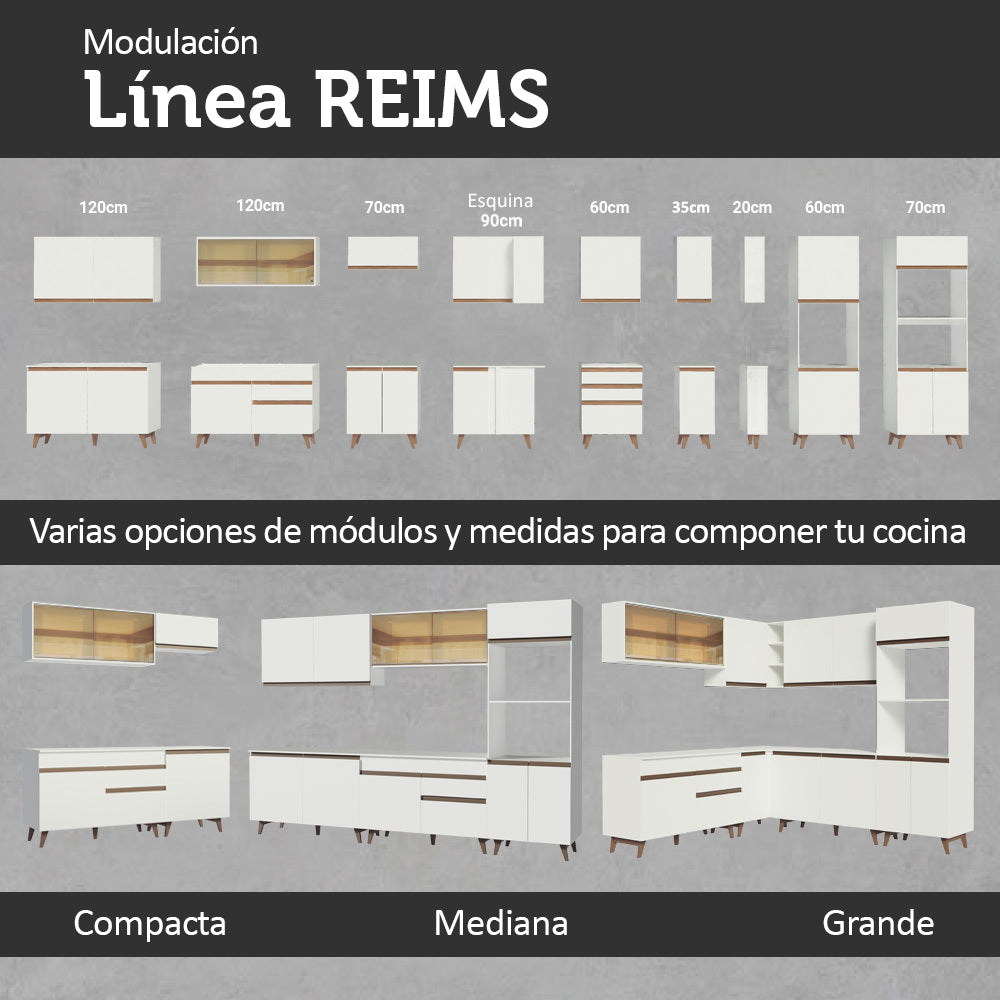 Bajo Mesada Reims 70 cm 2 Puertas - Blanco