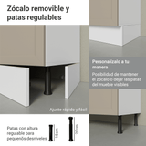 Bajo Mesada Esquinero 94 cm 1 Puerta (Sin Mesada) Blanco/Crema Vik Madesa
