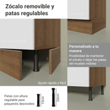 Bajo Mesada Esquinero 94 cm 1 Puerta (Sin Mesada) Marrón/Blanco Vik Madesa