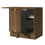 Bajo Mesada de Esquina de Cocina con 1 Puerta Glamy Marrón/Negro