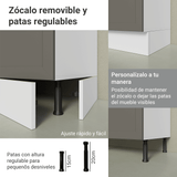 Bajo Mesada Esquinero 94 cm 1 Puerta (Sin Mesada) Blanco/Gris Vik Madesa