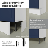 Bajo Mesada Esquinero 94 cm 1 Puerta (Sin Mesada) Blanco/Azul Vik Madesa