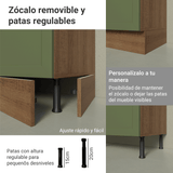 Bajo Mesada Esquinero 94 cm 1 Puerta (Sin Mesada) Marrón/Verde Vik Madesa