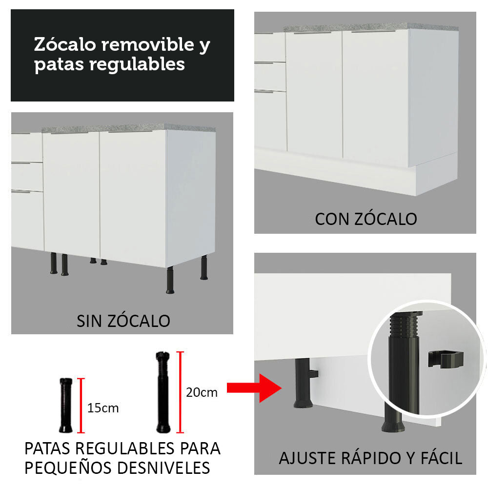 Bajo Mesada 80 cm Sin cajones 2 Puertas Stella Blanco