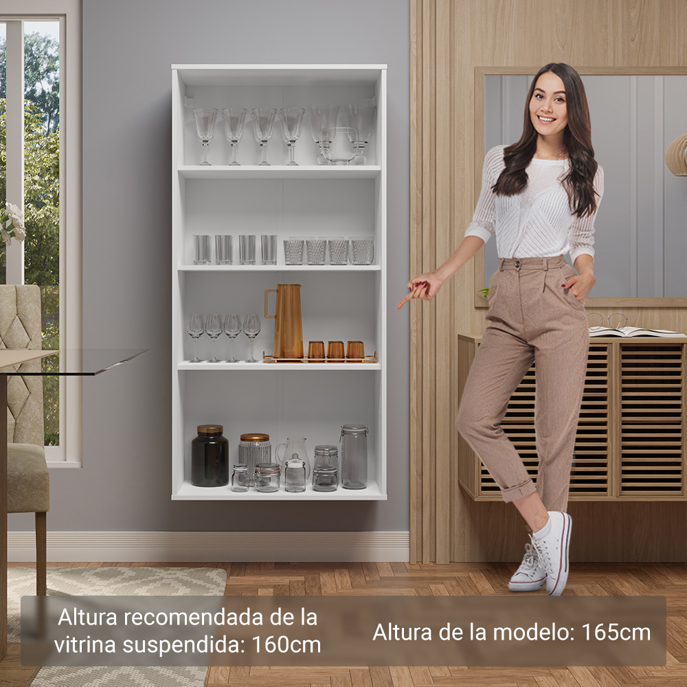 Cristalero 70 cm 2 Puertas sin Patas Blanco/Blanco Línea Estándar Madesa