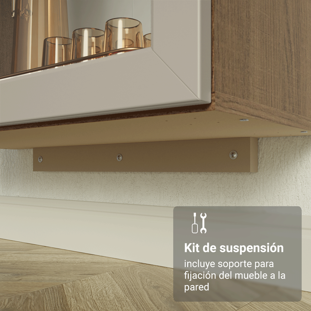 Cristarelo Flotante 70 cm 2 Puertas de Vidrio Marrón/Crema Vik Madesa