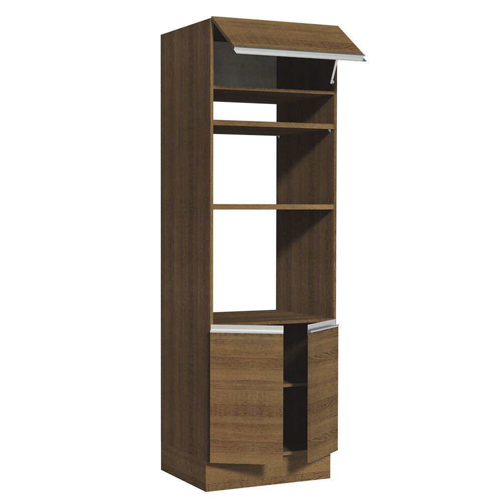 Mueble de cocina para Horno/ Microondas 70 cm Sin cajones 3 Puertas Glamy Marrón