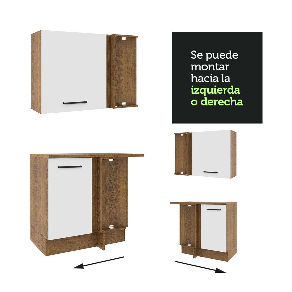 Combo completo de Cocina Esquinera 399cm Agata Madesa 01 Marrón/Blanco