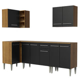 Combo completo de Cocina Esquinera Madesa Emilly 293cm Marrón/Negro 01