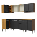Combo completo de Cocina Esquinera Madesa Emilly 293cm Marrón/Negro 03