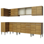 Combo completo de Cocina Esquinera 357 cm 15 Puertas 1 Cajón Marrón Emilly Madesa 02