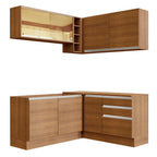 Combo completo de Cocina Esquinera 329 cm 7 Puertas 3 Cajones Sin Mesada Marrón Glamy Madesa